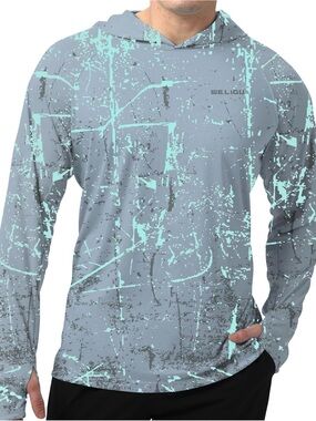 Men's UPF 50+ Sun Protection Hoodie, Long Sleeve Fishing Shirt, Small